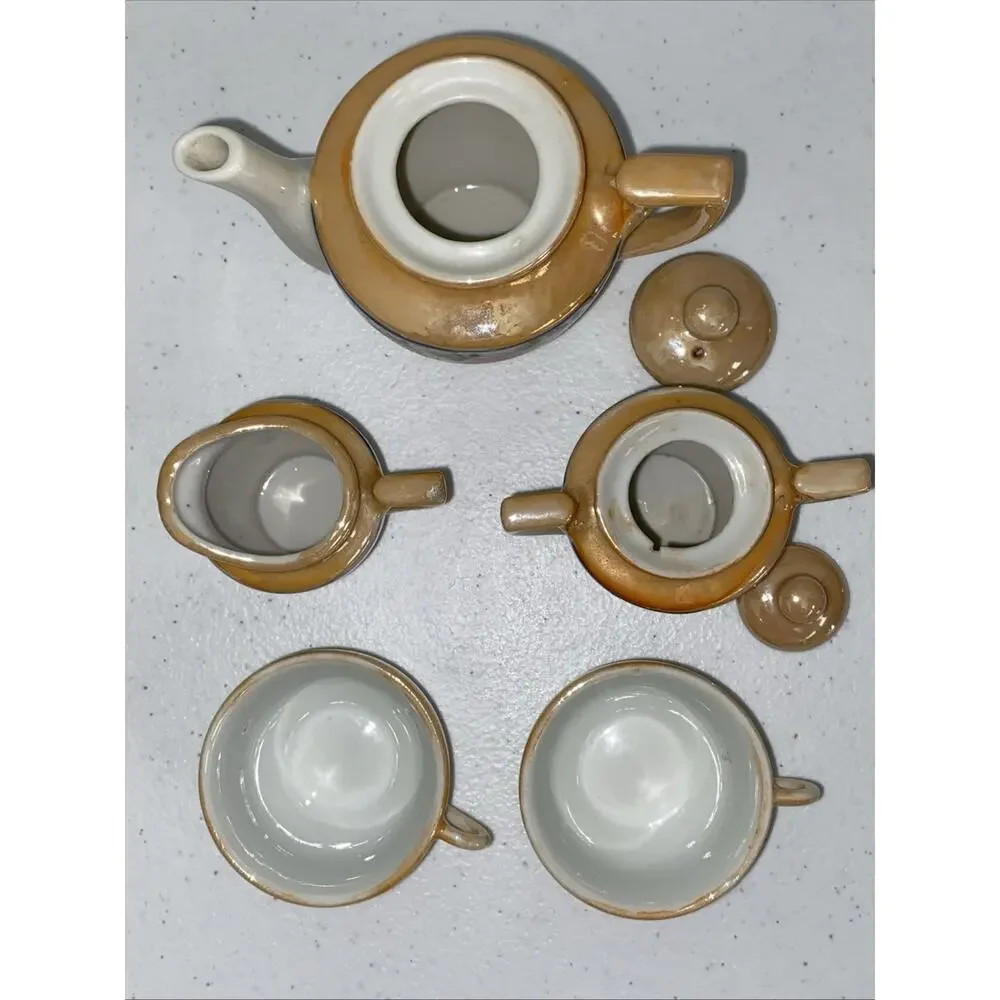 VTG Miniature Tea Set Made In‎ Occupied Japan 3” Teapot Creamer Sugar 2 Teacups